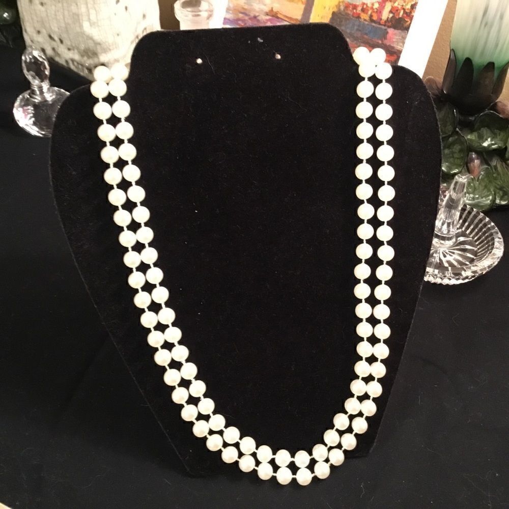 Faux White Pearl Necklace